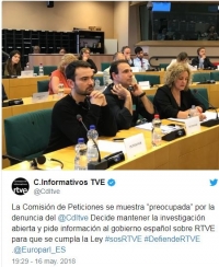 El Parlamento Europeo se dirigirá al Gobierno para mostrar "su preocupación por las denuncias de falta de objetividad en TVE"
